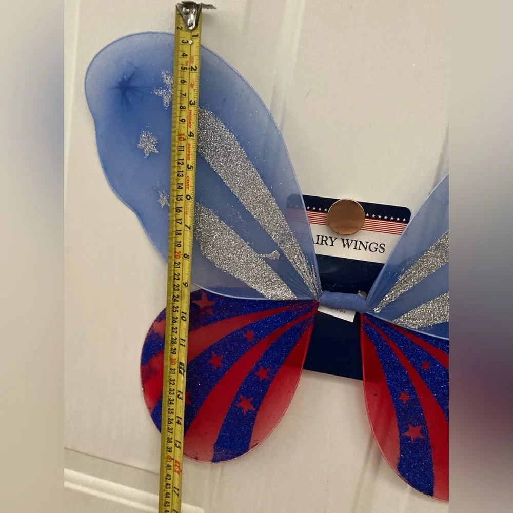 🩶💙🧚‍♂️❤️🩶Blue and Red Fairy Wings with Silver Glitter